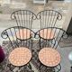 Set of 4 terracotta ceramic mosaic chairs