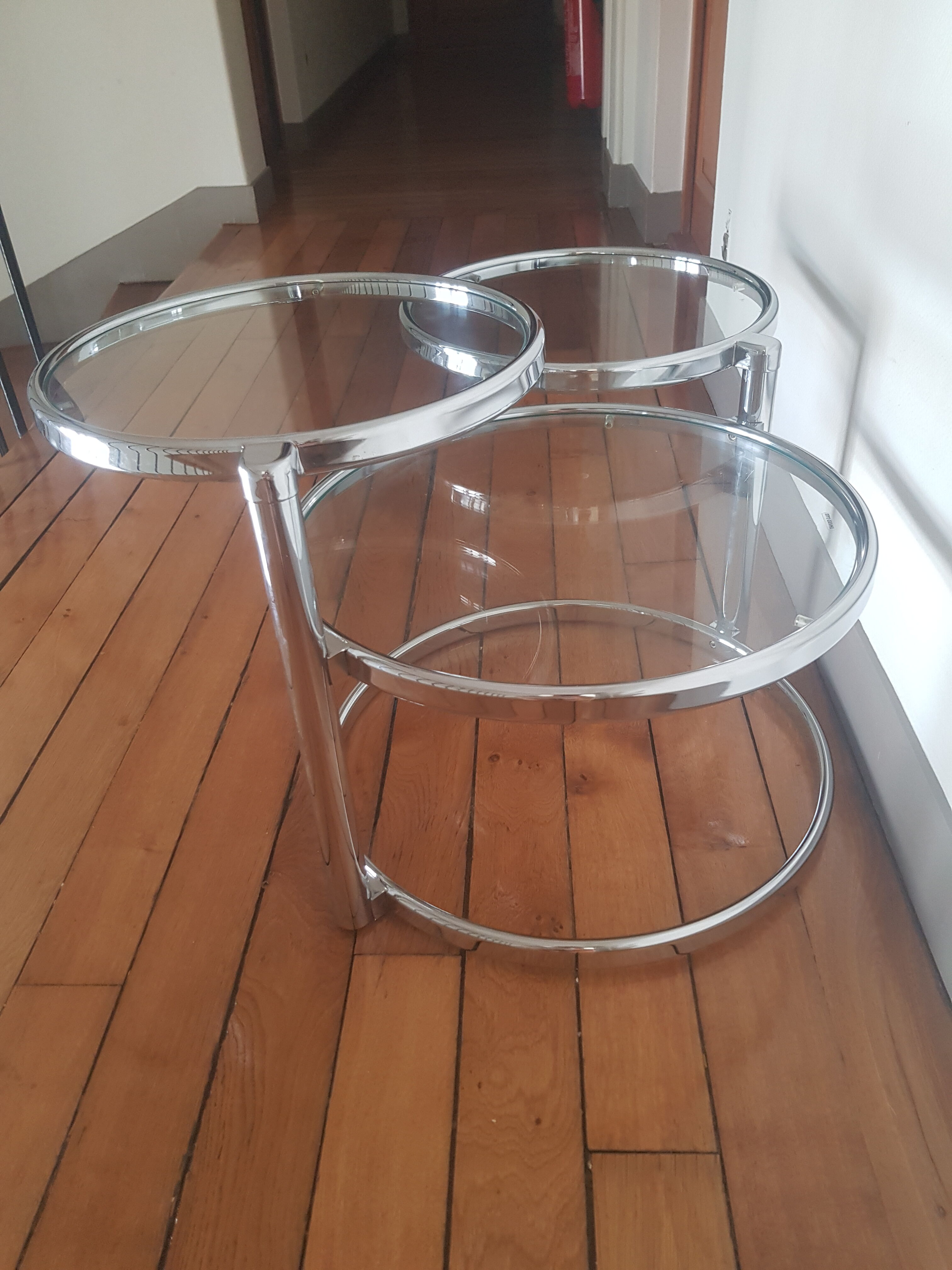 Glass and chrome coffee table