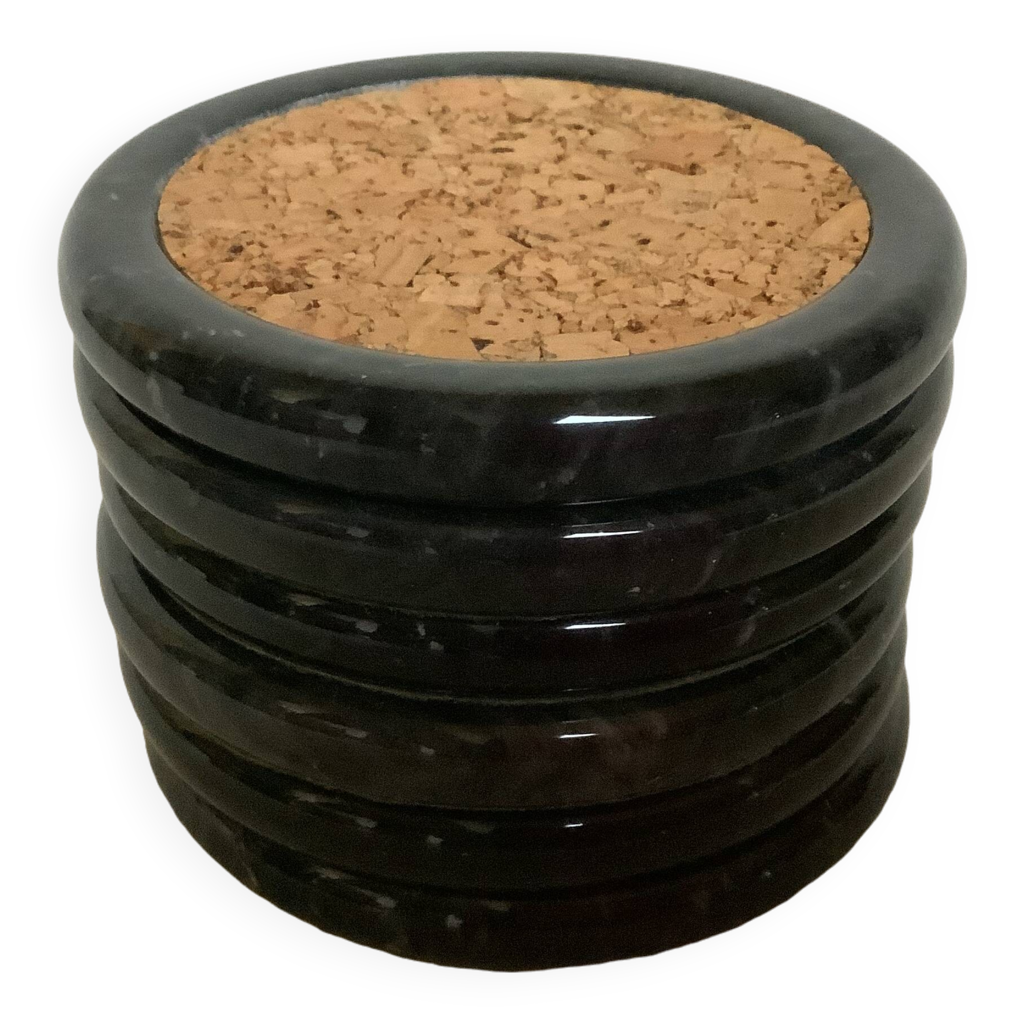Lot de 6 dessous de verre en marbre absorbant avec base en