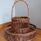Rattan wicker glass and bottle holder basket
