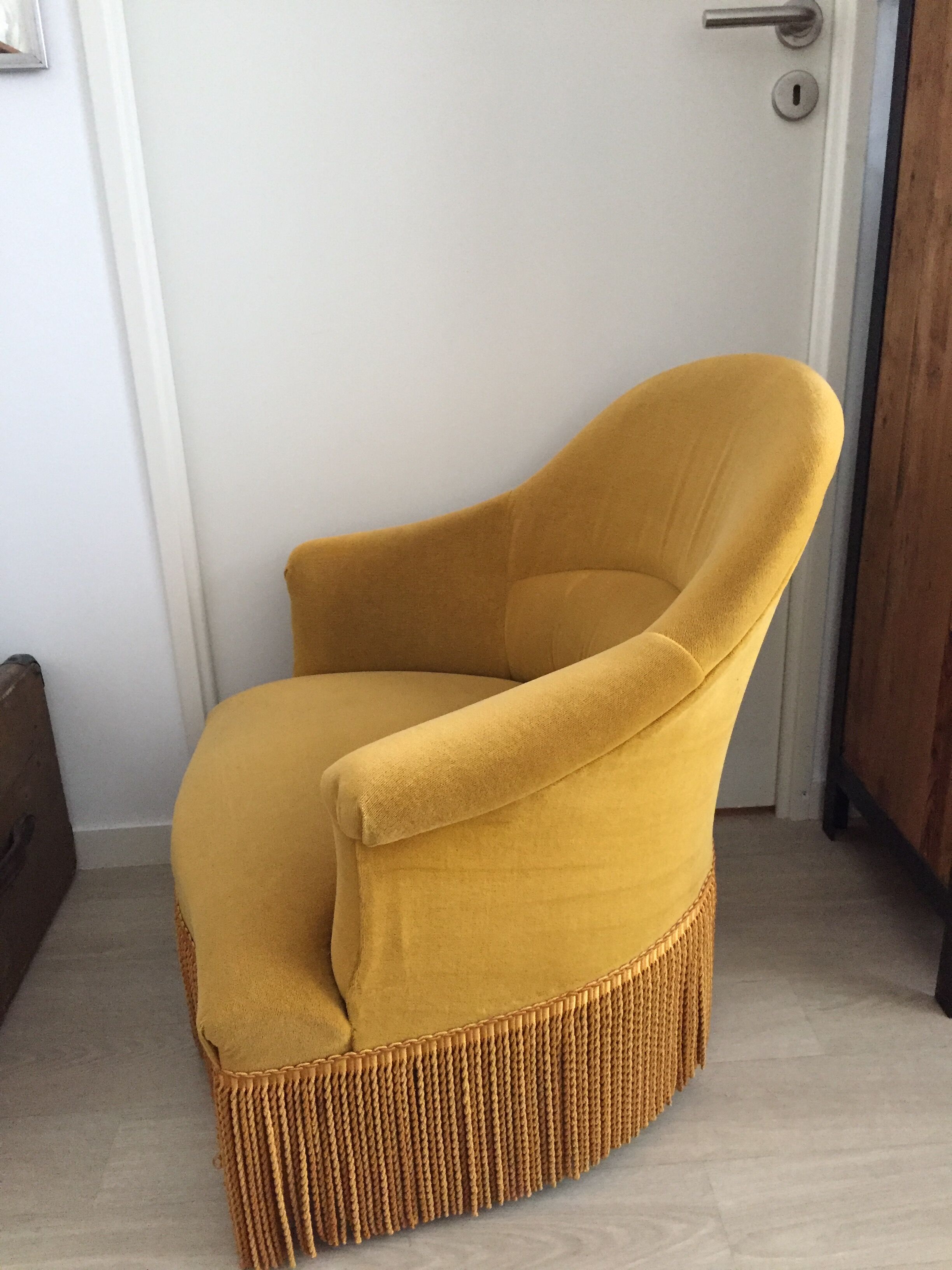 Toad fringed velvet armhair