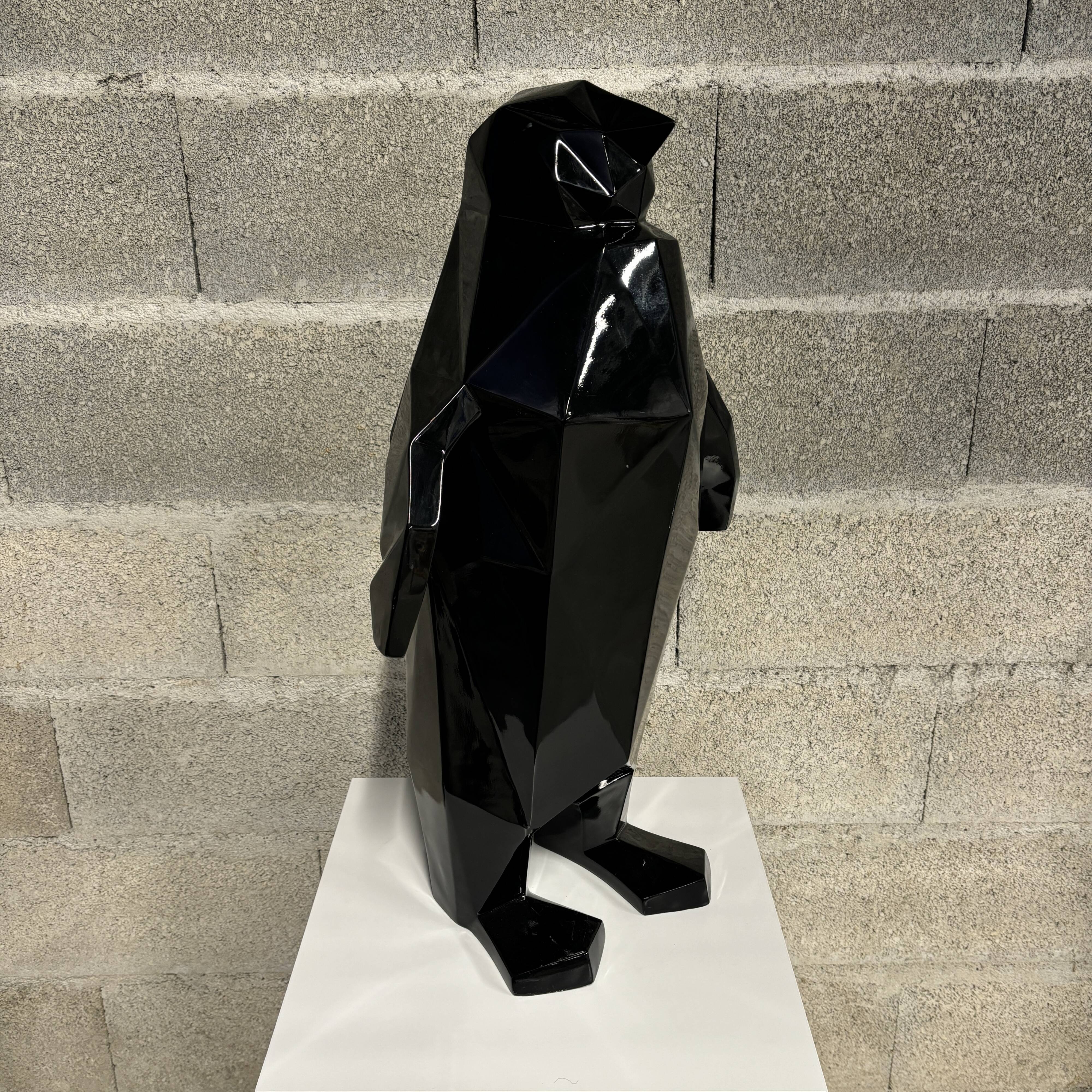 Black Origami Penguin Statue - Artypopart