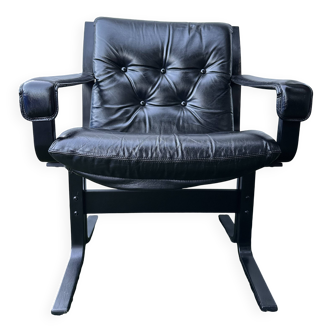 Norwegian leather armchair Scandinavian design Ingmar Relling