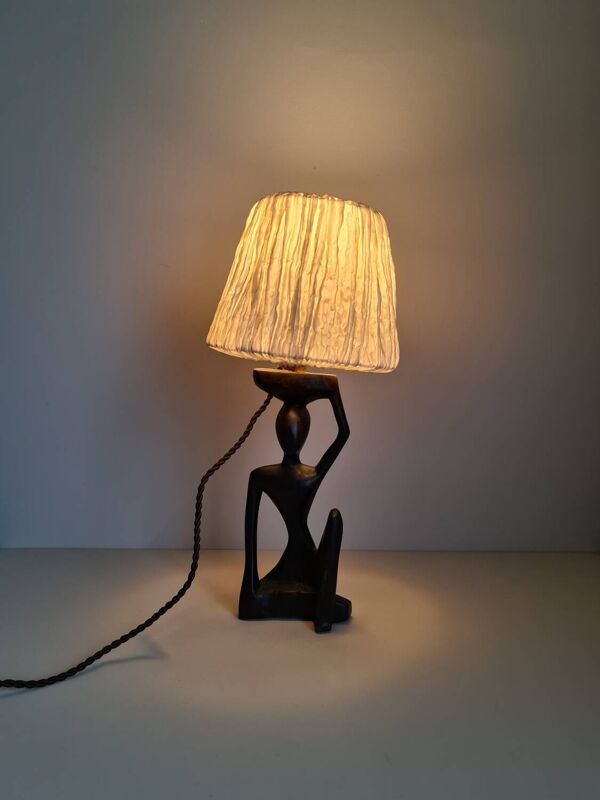 Lampe en ébène femme assise / années 30