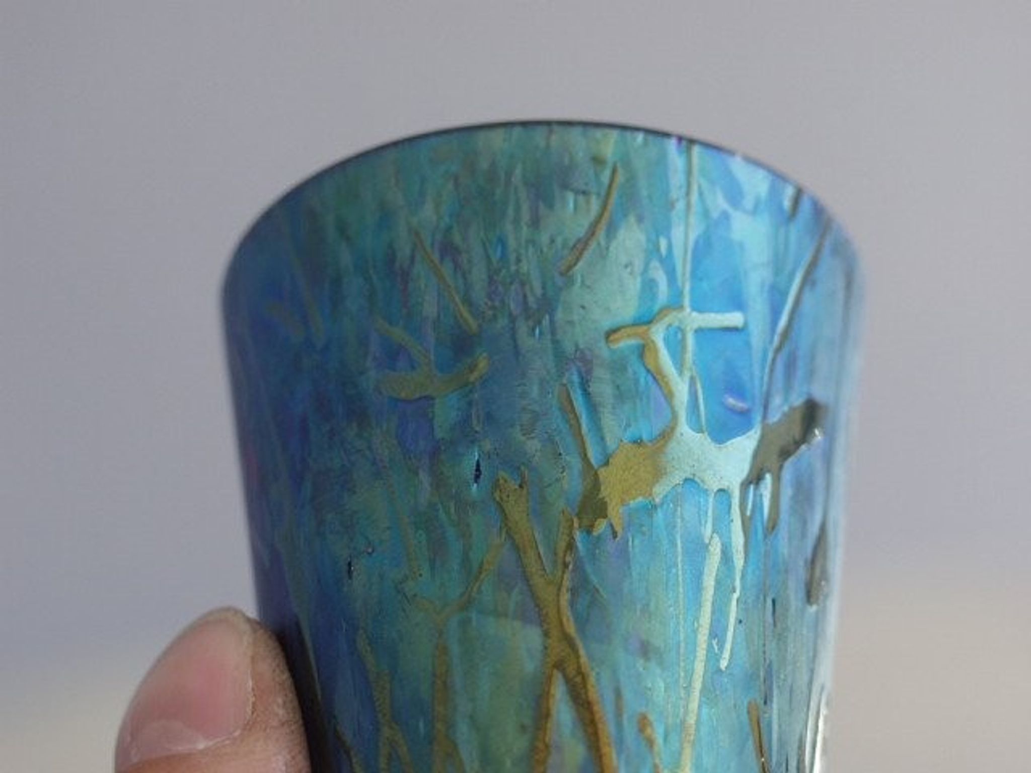 Vase in iridescent Glass Art new of PEACKOCK