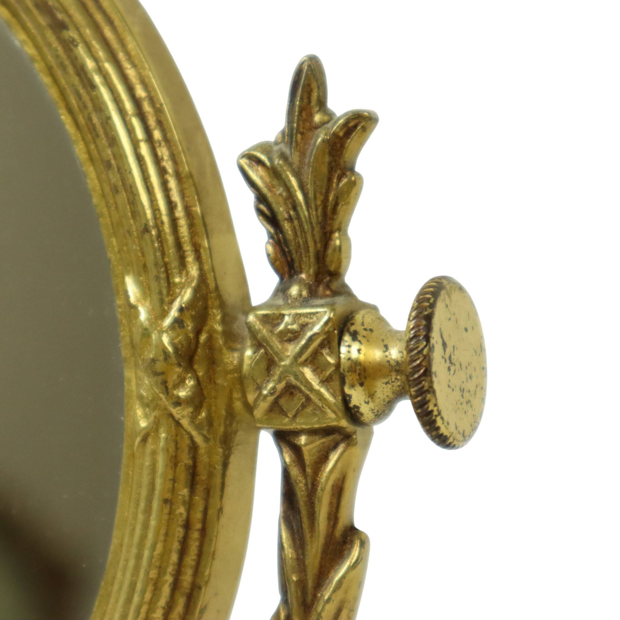 French Classic Brass Table Mirror Gold Baroque Style 34cm