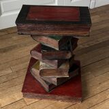 Stool "Stack of Books" Carved Solid Wood