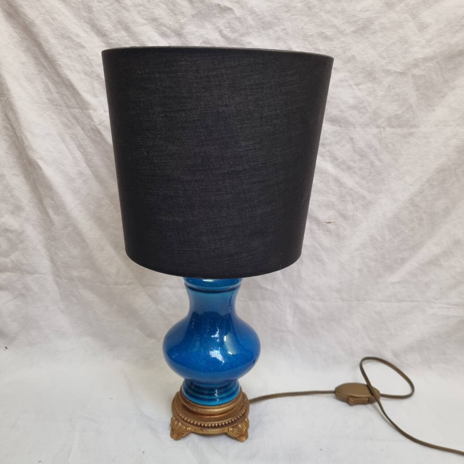 Late 19th century blue porcelain lamp