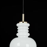 Large white opaline glass pendant light by Peill Putzler, Germany, 1970.
