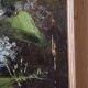 Vintage French oil painting on board, bouquet of lilacs