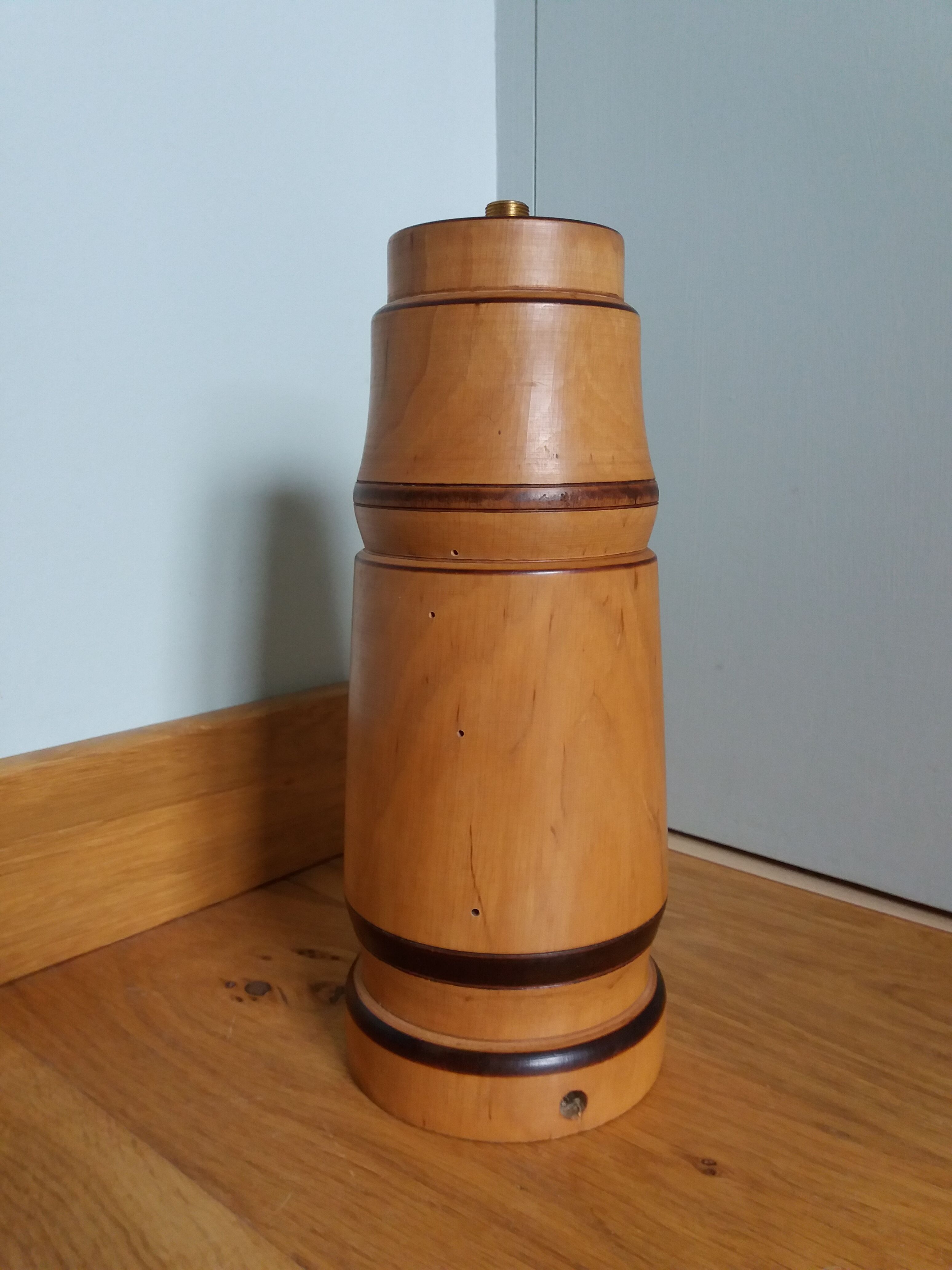 Turned wooden lamp base