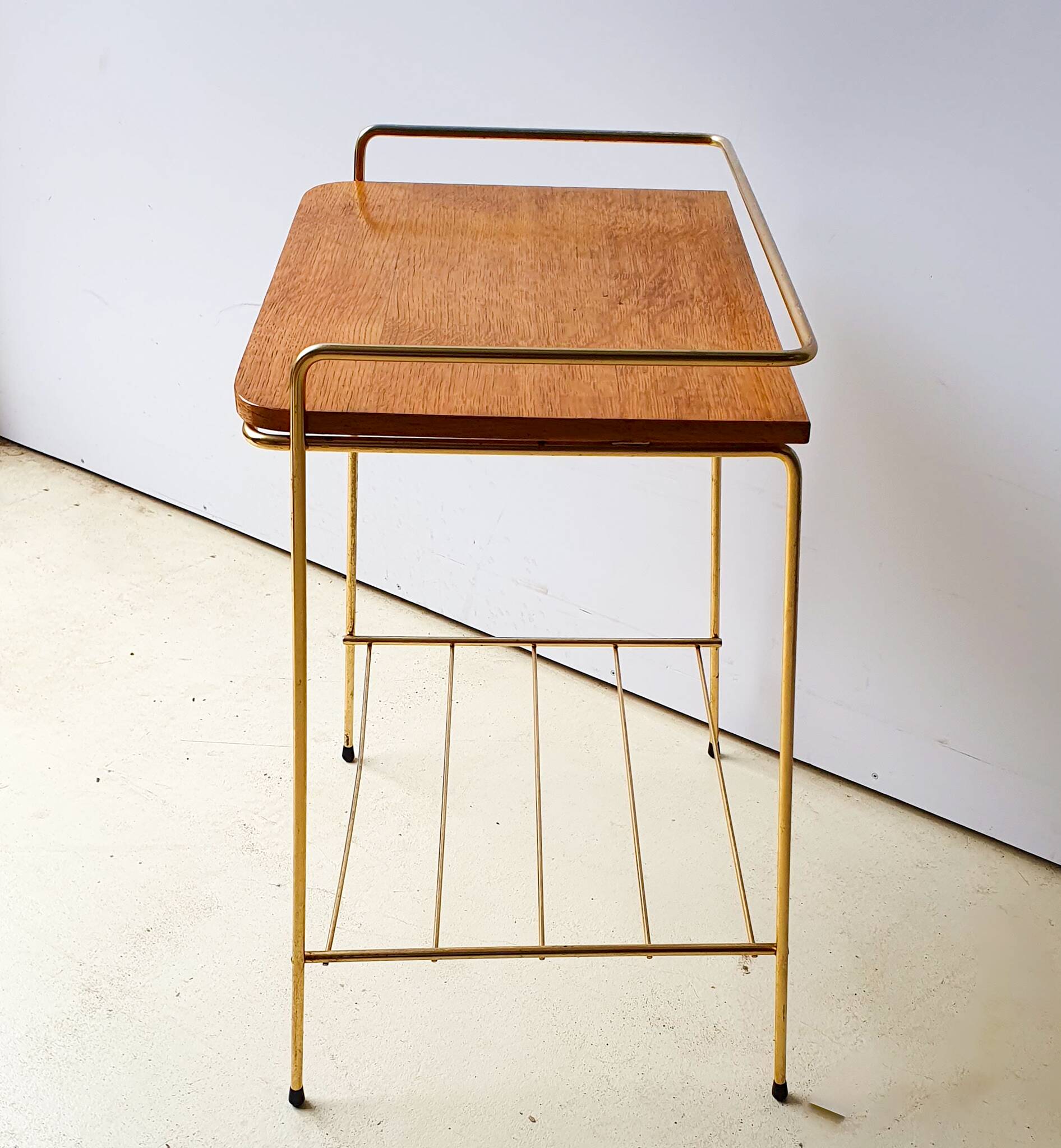 Gold metal bedside table