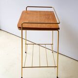 Gold metal bedside table