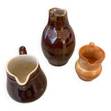 Trio of vintage jugs and milk jug