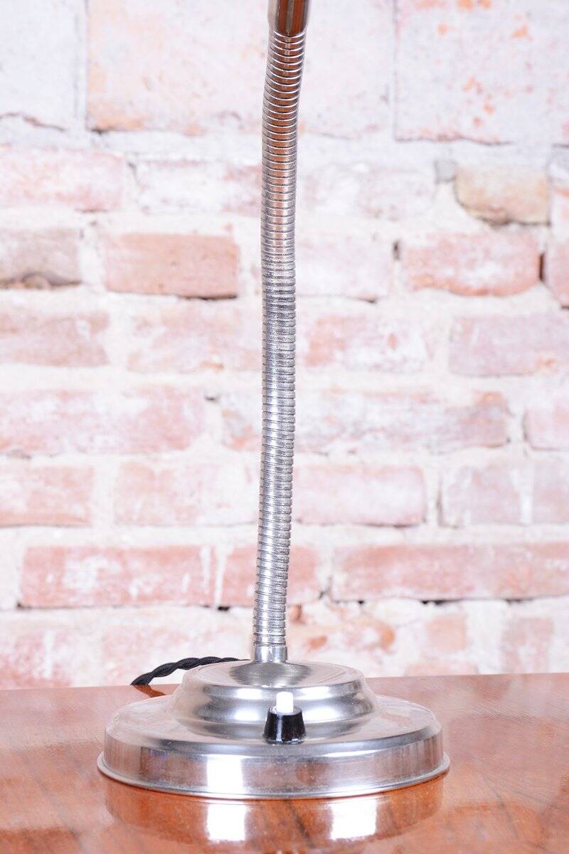 Czech Bauhaus Table Lamp in Chromed Steel and Aluminium by J. Vorel, 1930s