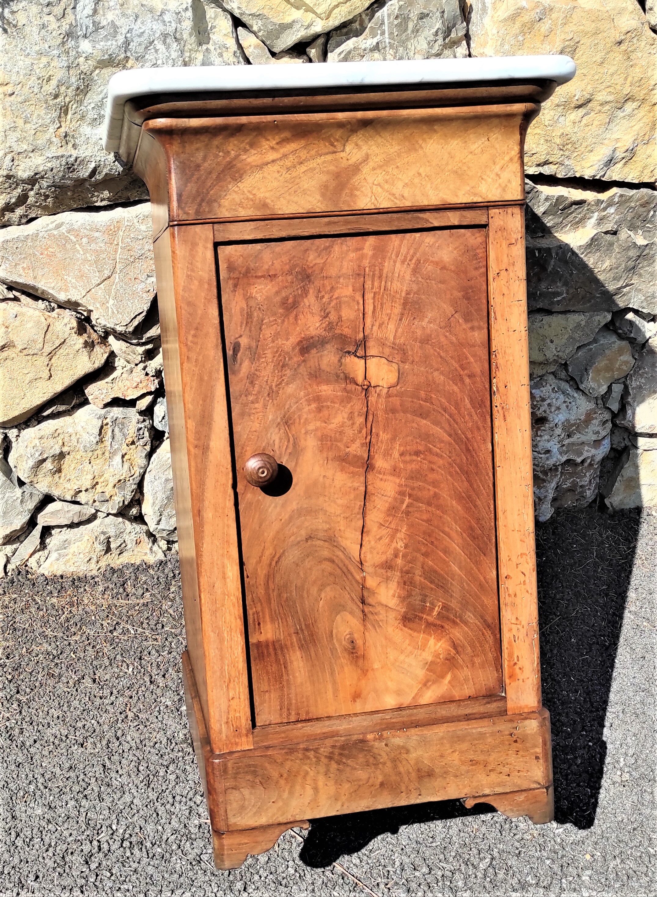 Bedside Louis Philippe with white marble