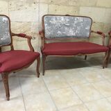2-seater sofa and 2 armchairs in Louis XV style, revamped