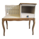 Redesigned beige and wood telephone bench