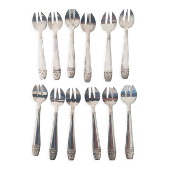 Oyster forks of silver metal 12 g