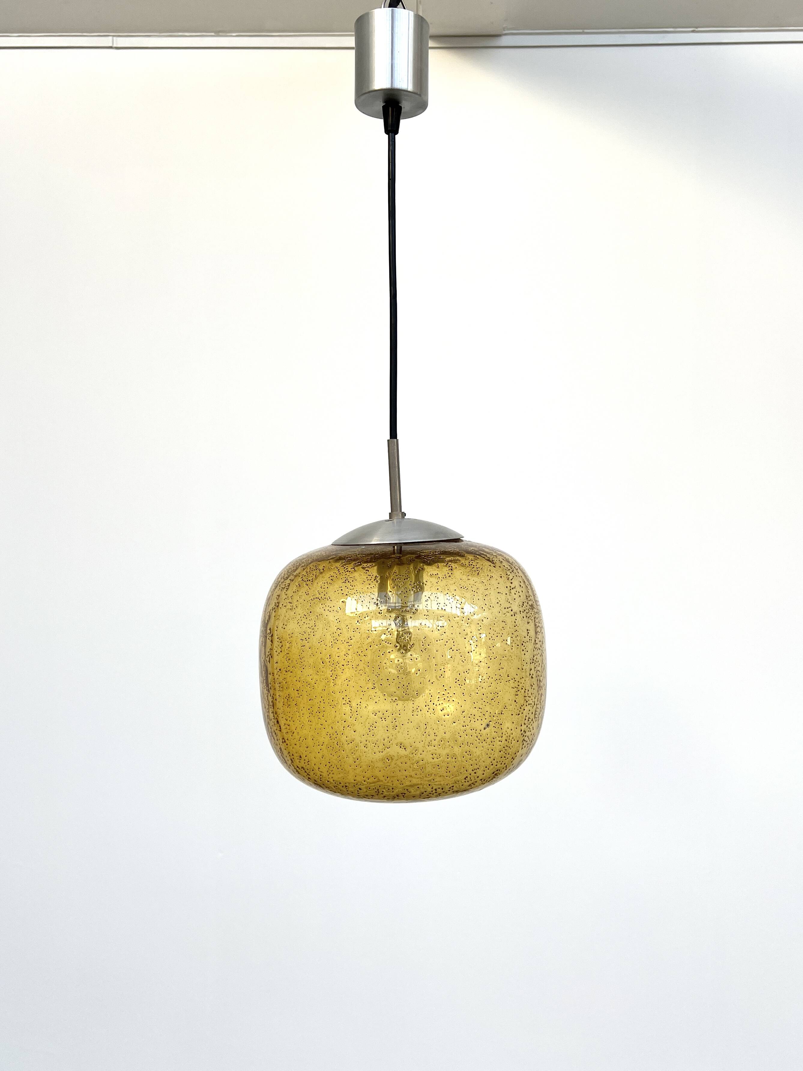 Amber Blown Glass Pendant – Organic Design 70's – Ø23cm