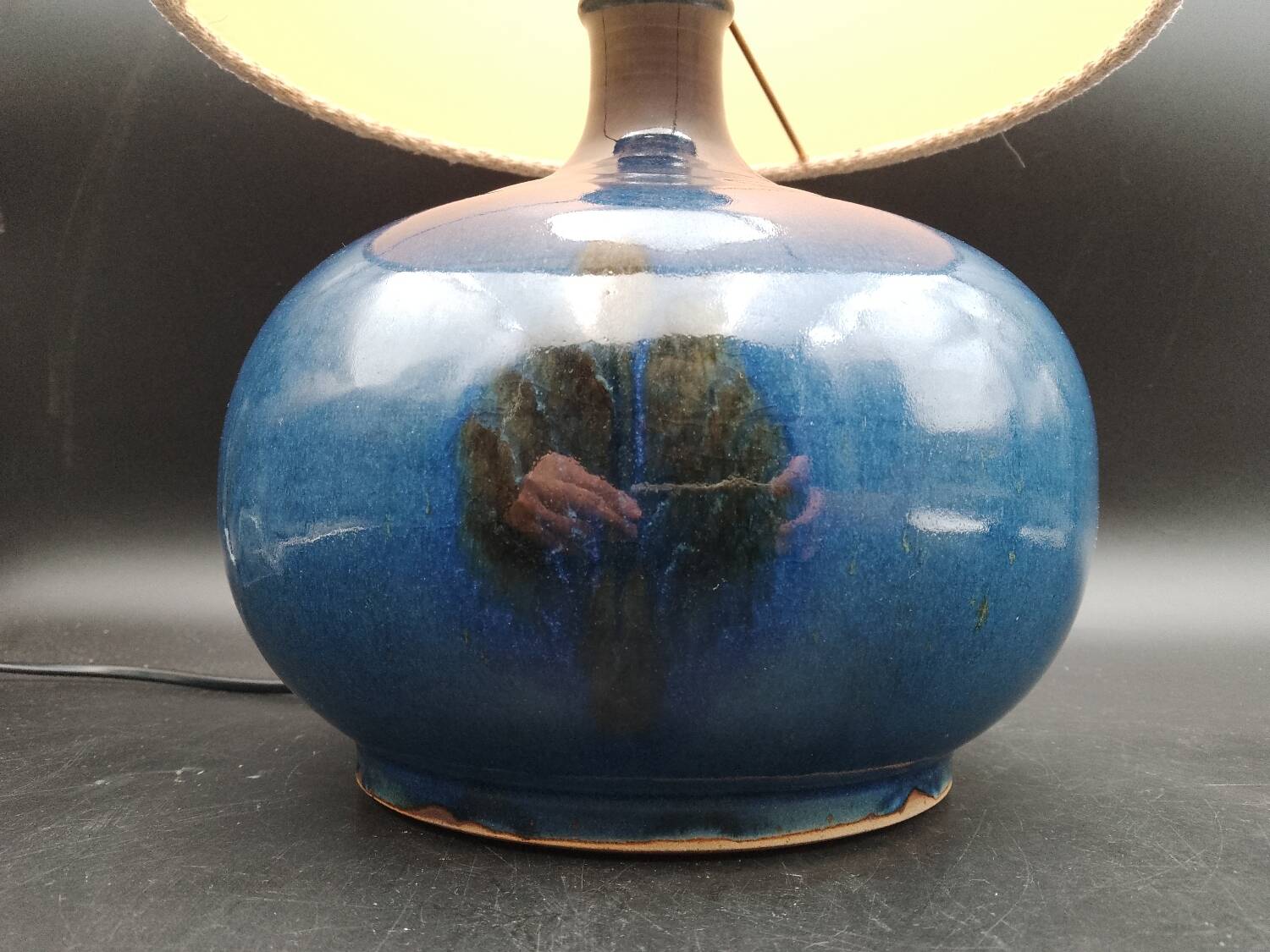 Sandstone and ash enamel lamp by Mireille and Noël Dailler Blanot circa 1970