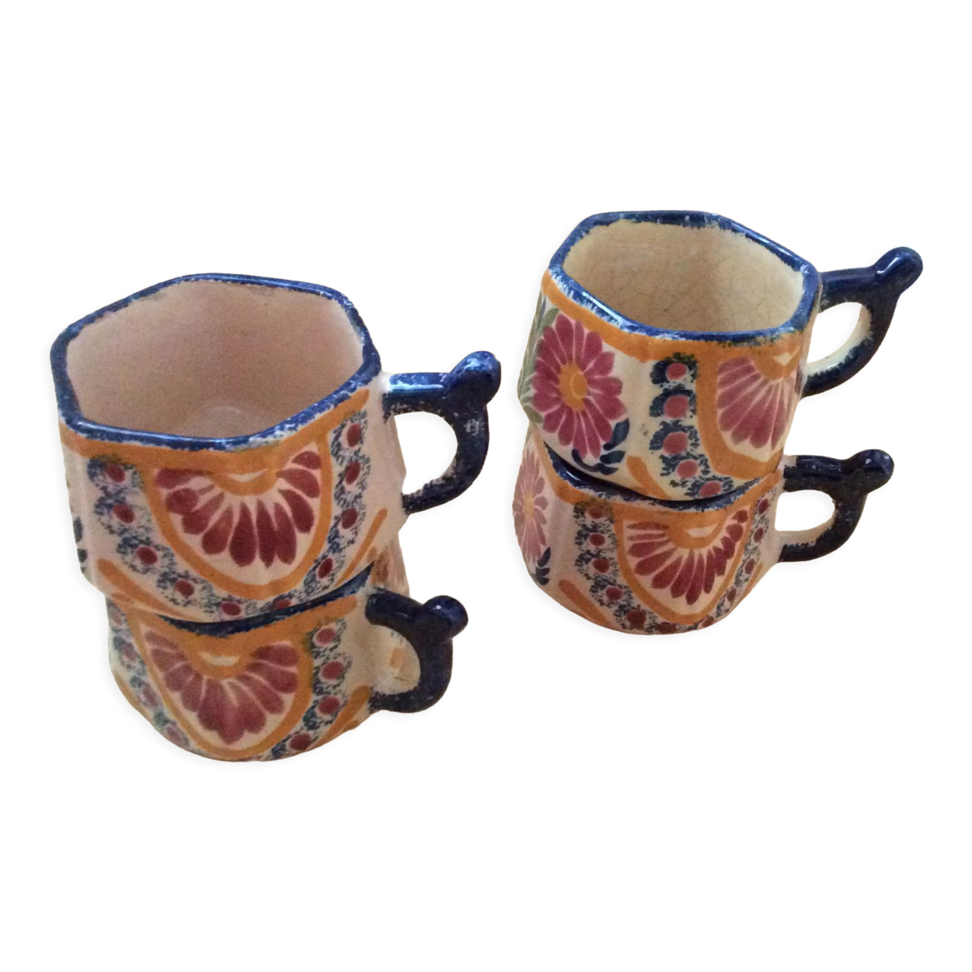 Set of 4 Henriot Quimper cups