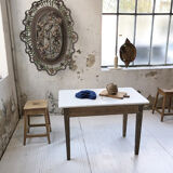 Oak and marble farm table