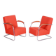 Bauhaus Armchairs in Beech & Chrome attributed to Mücke-Melder, Czech, 1930s, Set of 2