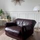 Brown leather armchair from the 1970s.
