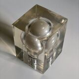 Sculpture inclusion in resin of a blue phosphorescent bulb attributed to Pierre Giraudon, 1970