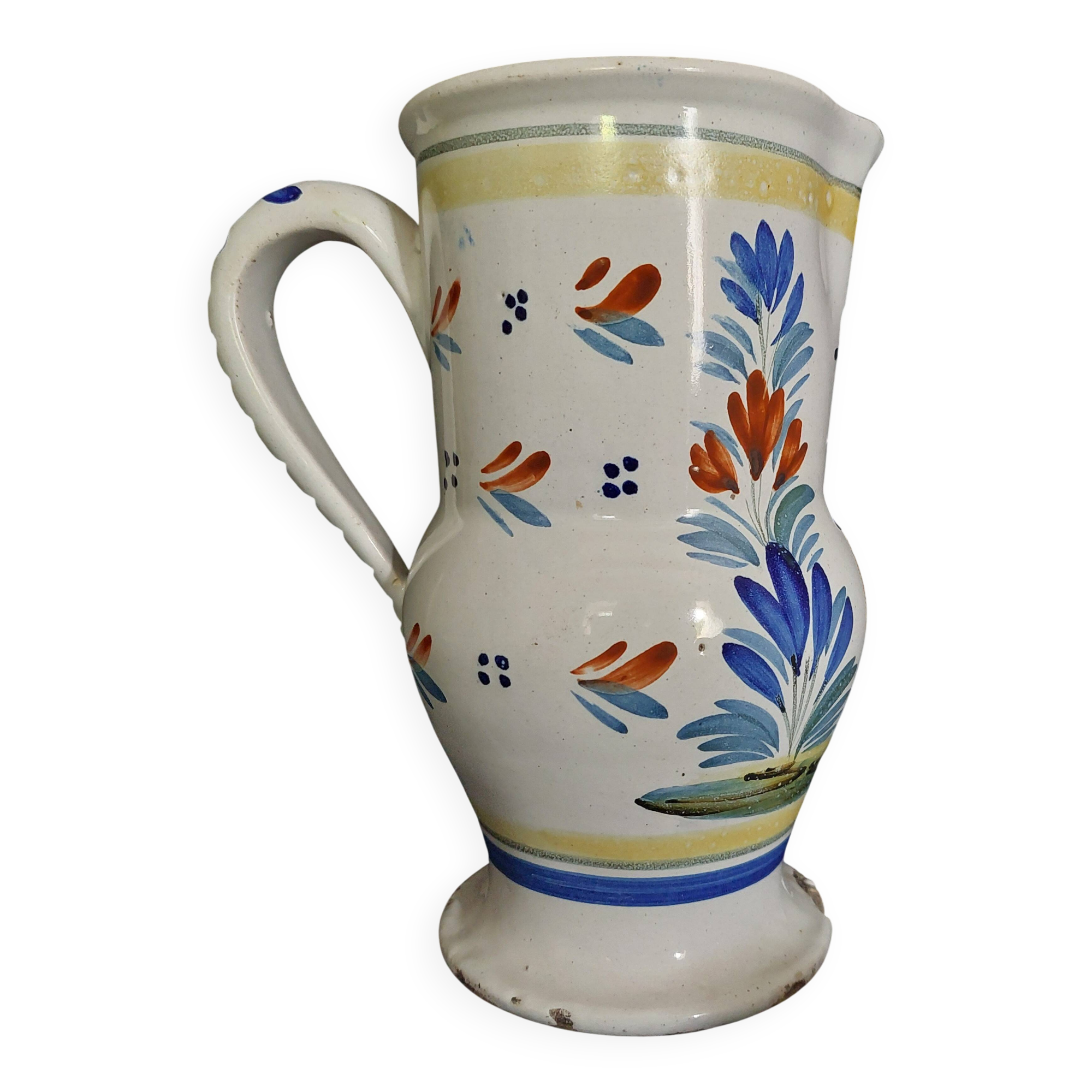 HB Quimper earthenware pitcher, late 19th century character