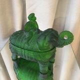Candy box, sugar bowl, mahout on its elephant, portieux green