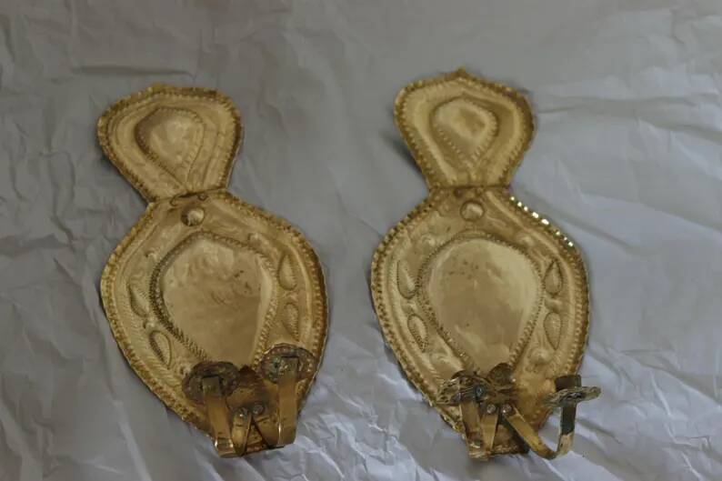 Baroque Style Mid-Century Brass Swedish Sconces