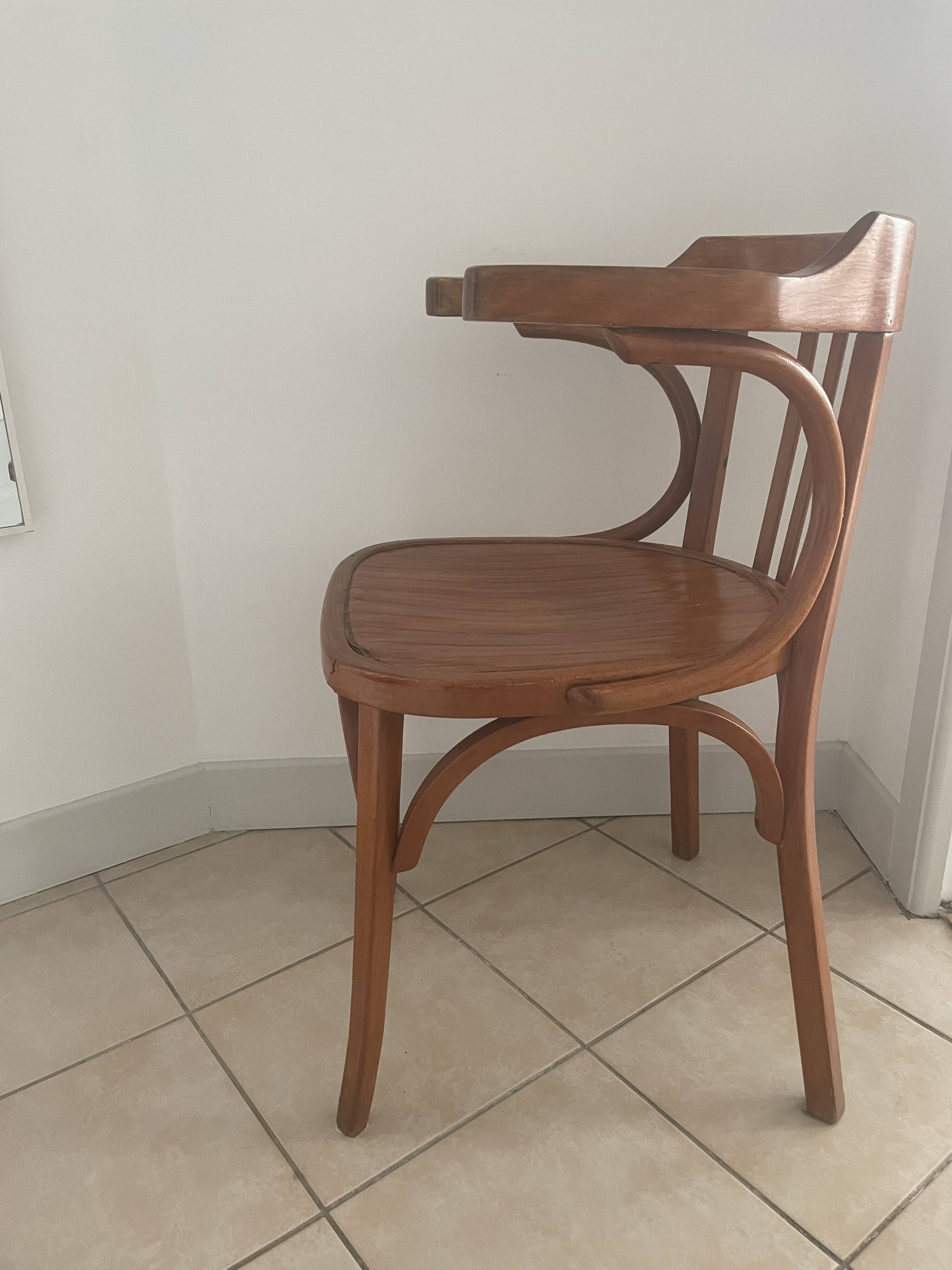 Antique armchair baumann wood vintage arched backrest