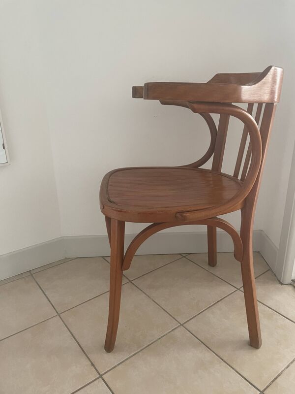 Fauteuil ancien baumann bois dossier cintré vintage