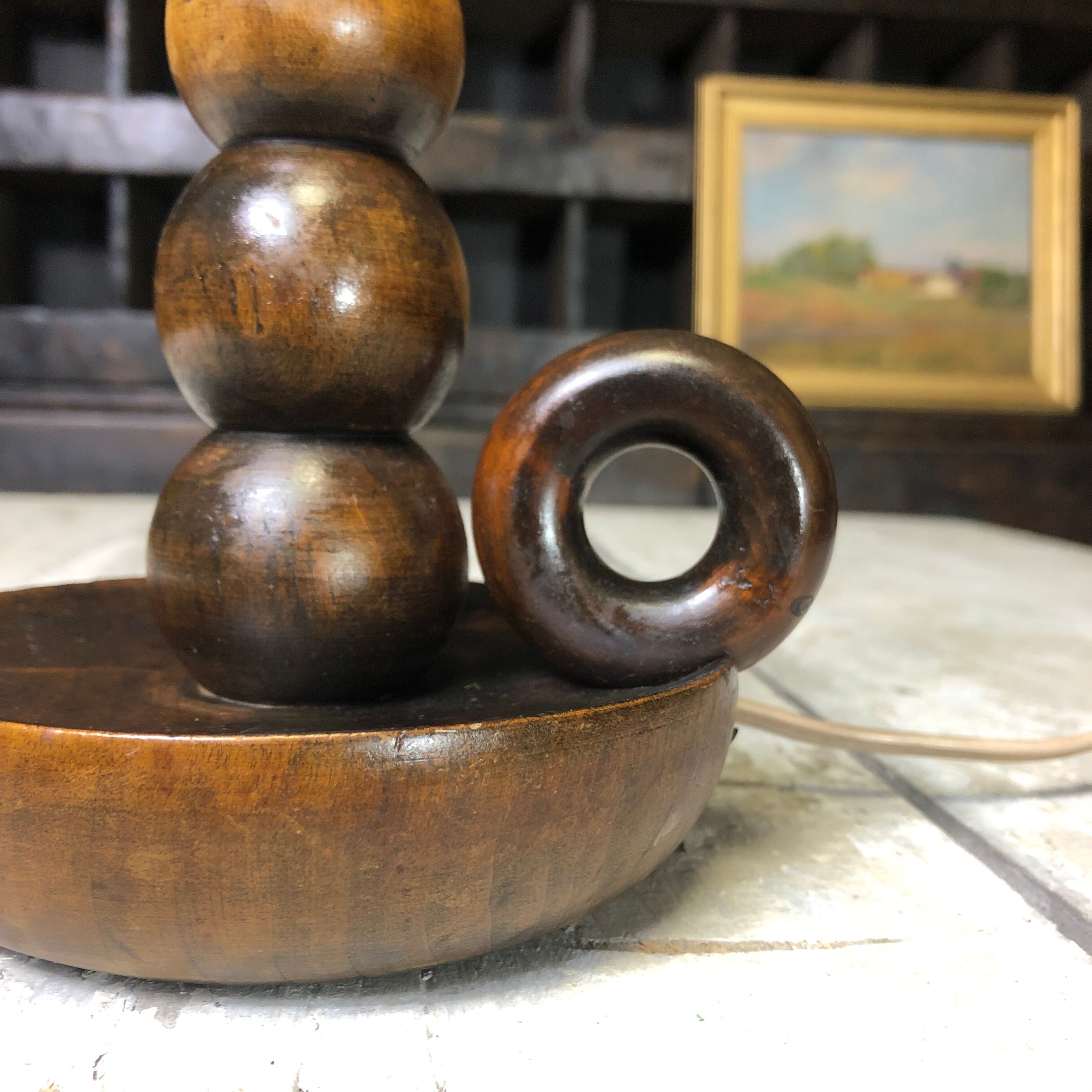 Old wooden lamp foot