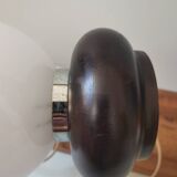 Vintage table lamp, white opaline globe, wooden base