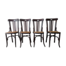 Set of 4 vintage Bistro chairs cane dark wood