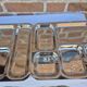 Pair of flat stainless steel serving trays