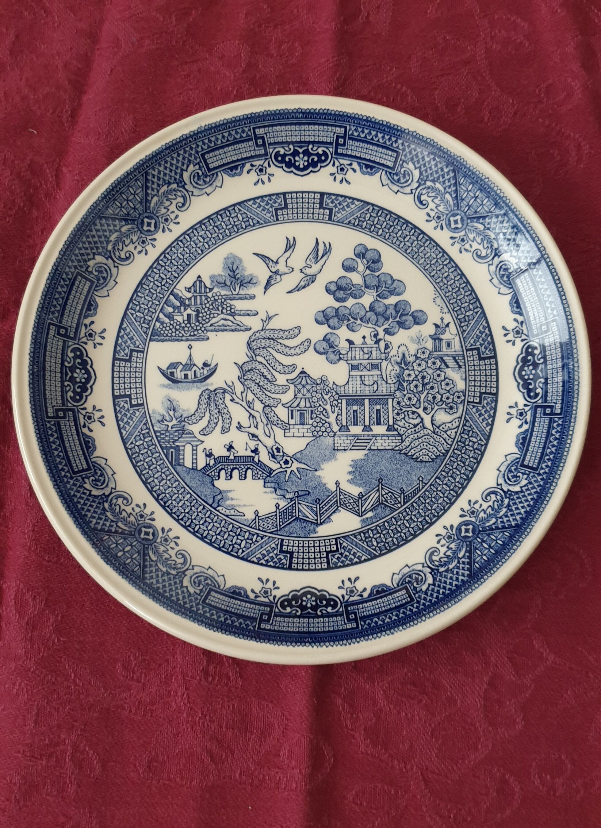 6 vintage english plates stafford shire asian pattern