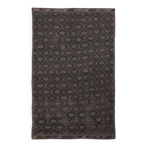 Tapis Kilim Vintage Noir et Brun à Motifs Géométriques, 183x297 Cm