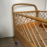Vintage rattan bed for baby child