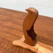 Vintage wooden penguin sculpture, set of 3.