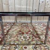 Table basse en métal chromé et verre 1970