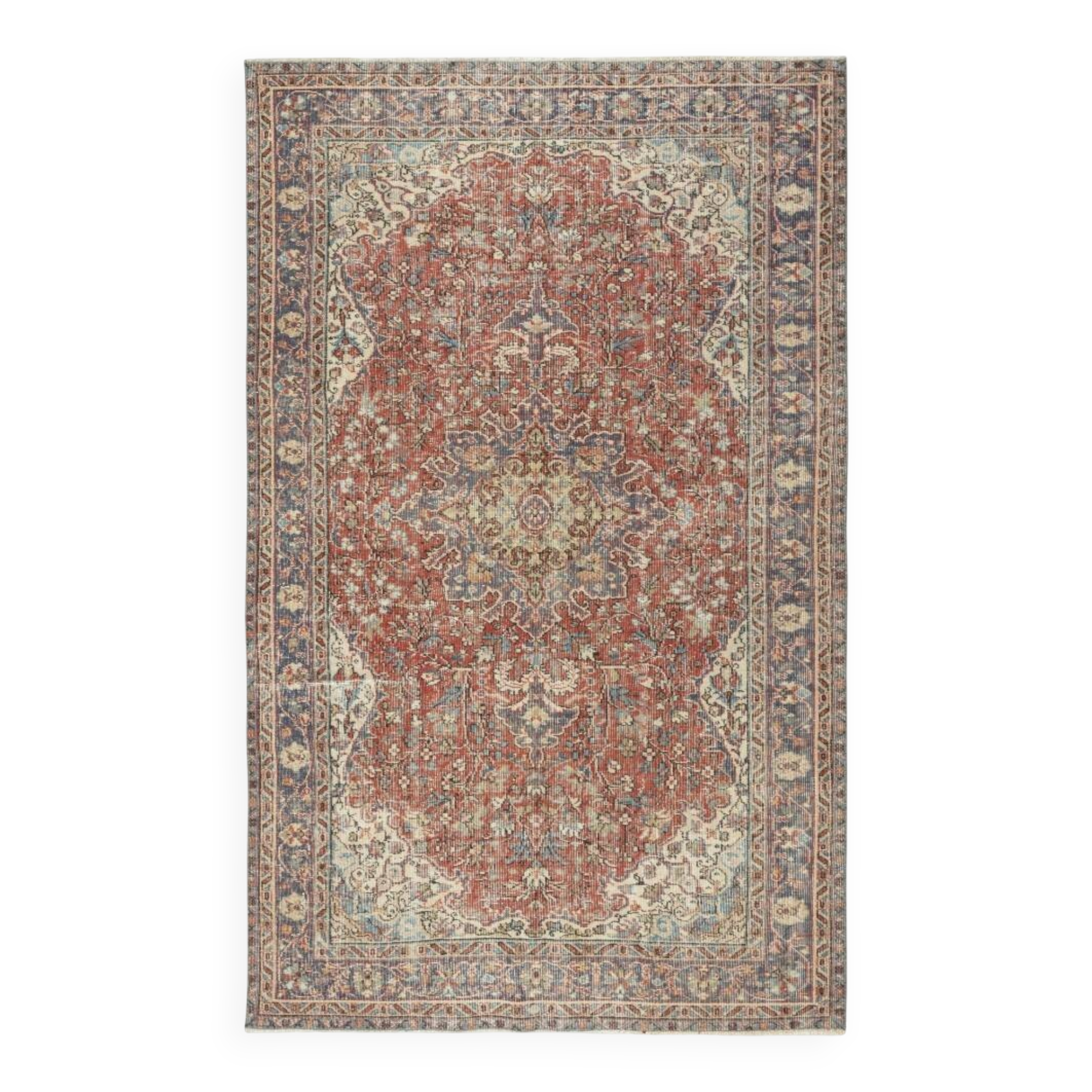 Handmade Turkish Vintage Rug. Traditional Wool Area Carpet for Living Room or Bedroom