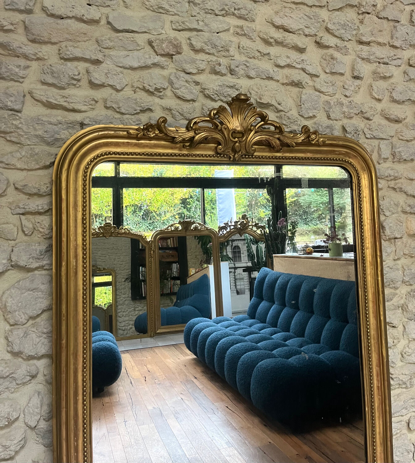 Louis-Philippe gilded fireplace mirror (trumeau style)