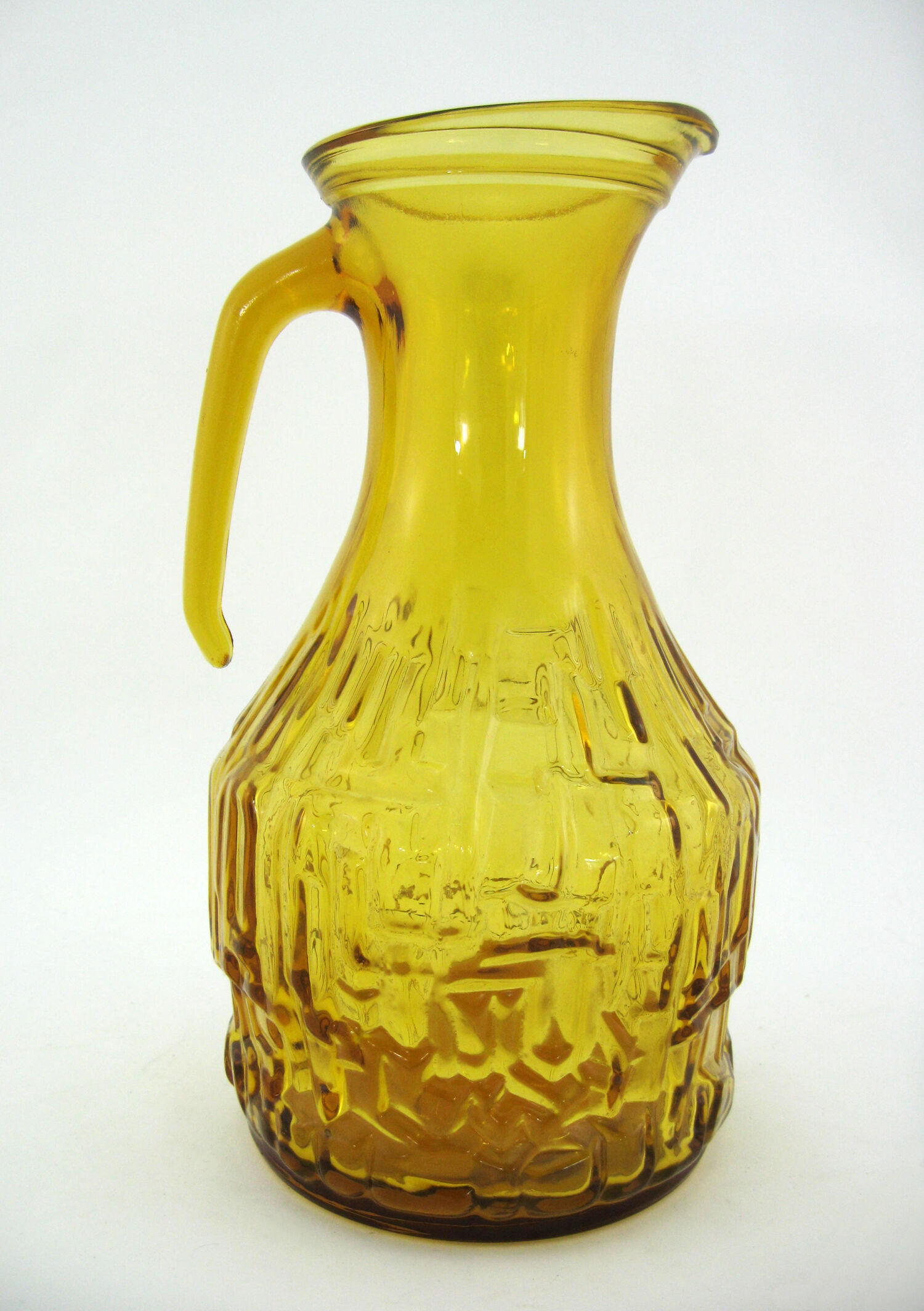 Amber Yellow Molded Glass Pitcher - Bormioli Fidenza Vitraria Italy - Vintage 60s