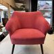 Fauteuil pied compas en velours rose