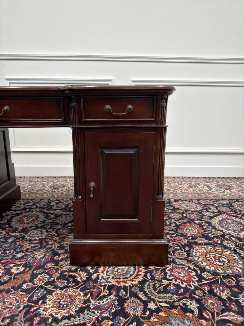 Classic English Partner Desk Green Leather