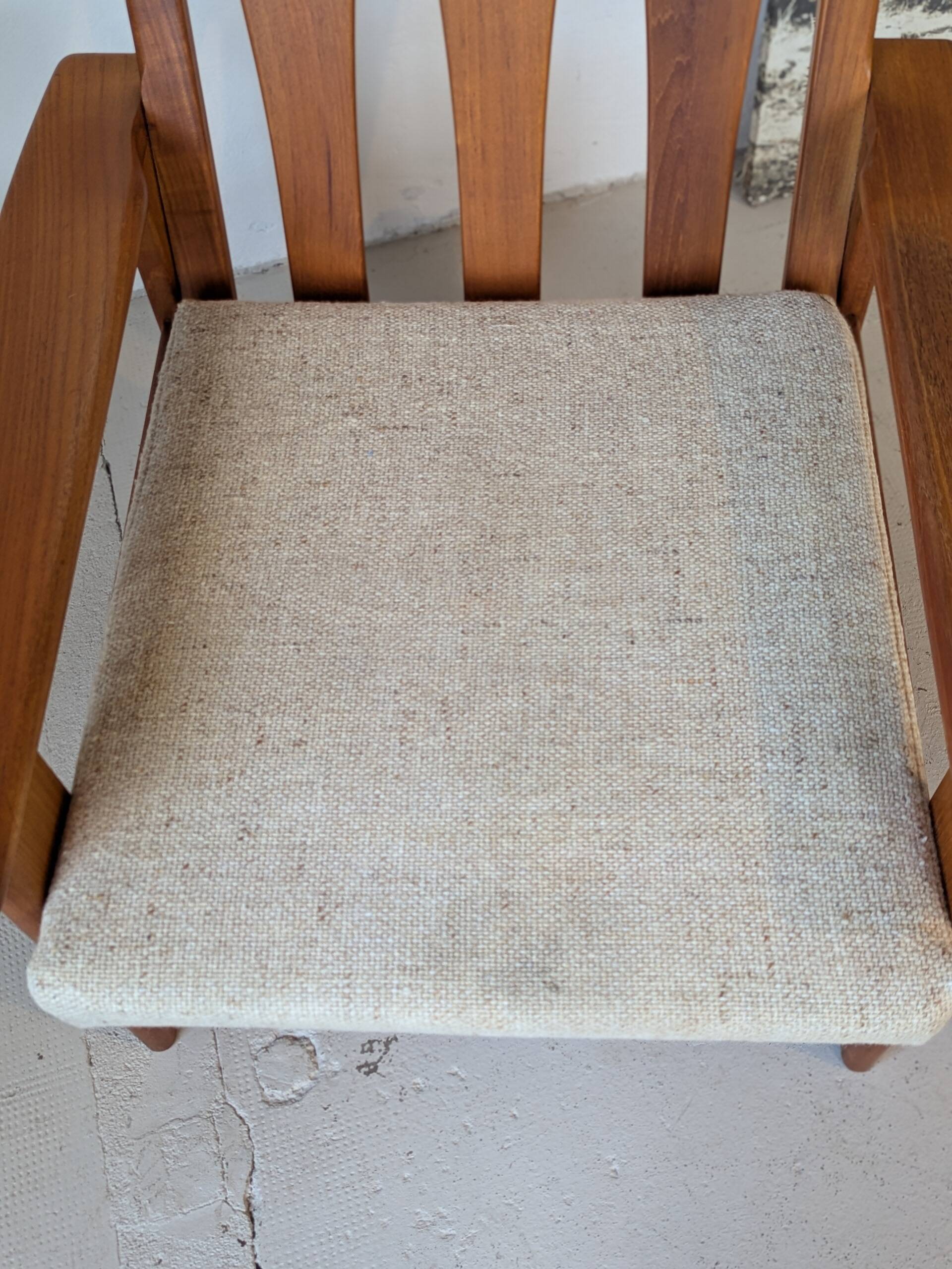 Teak and wool armchair